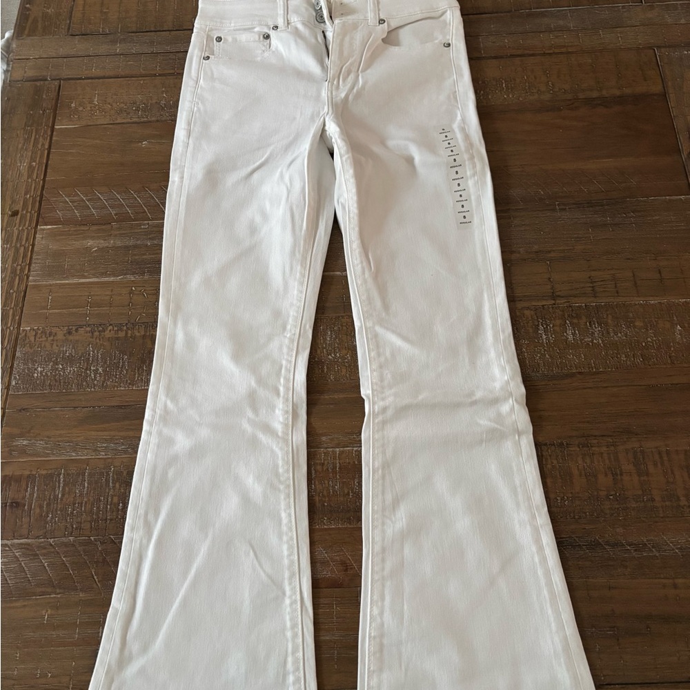 American Eagle White Denim High Rise Flare Size 8R
